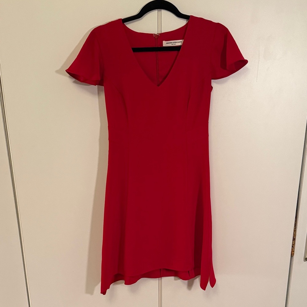 Amanda Uprichard Red V-Neck Cocktail Dress